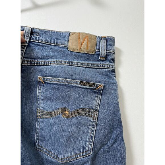 Nudie Jeans Men’s Lean Dean Straight Leg Jeans Size 32x34 Medium Wash Stretch - Picture 6 of 9